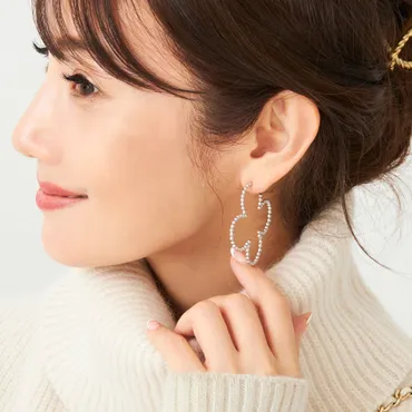 スタッズ クローバー フープ ピアス イヤリング Studs Clover Hoop Pierce Earring （Liala）  全2色